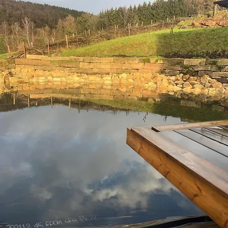 Blockbohlen Holzhaus Mit Sauna, Outdoor Jacuzzi Und Badeteich