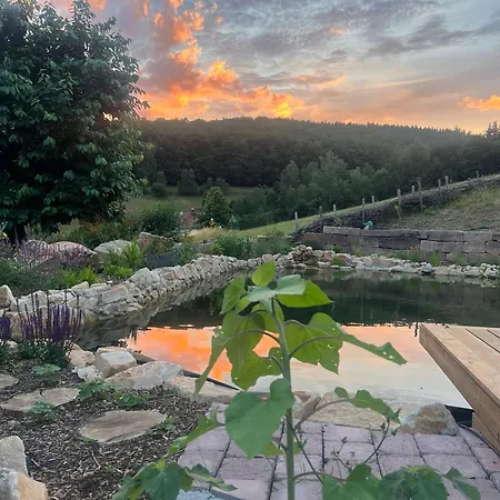 Blockbohlen Holzhaus Mit Sauna, Outdoor Jacuzzi Und Badeteich *