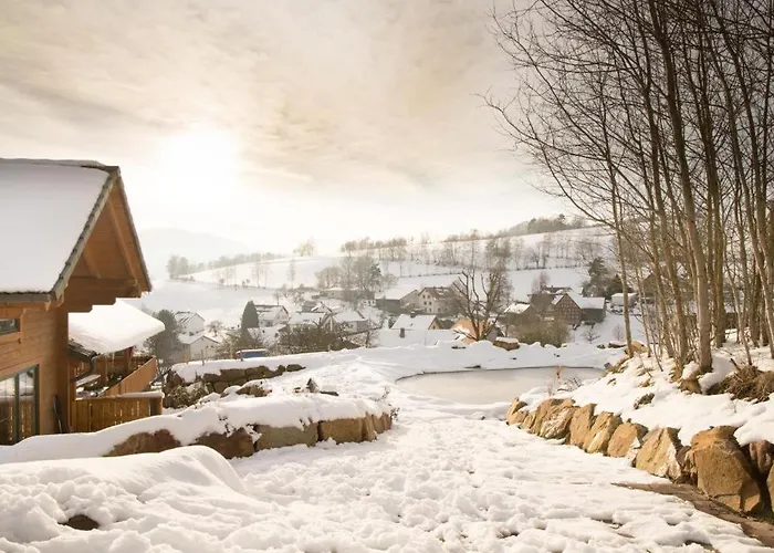 Blockbohlen Holzhaus Mit Sauna, Outdoor Jacuzzi Und Badeteich * Герсфельд