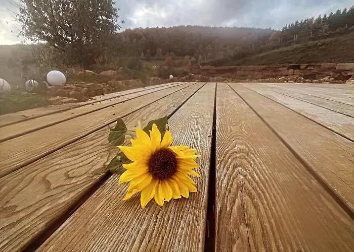 Blockbohlen Holzhaus Mit Sauna, Outdoor Jacuzzi Und Badeteich Апартаменты *